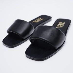 Zara Flat Padded Leather Sandals